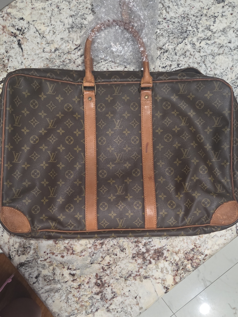 Vintage Louis Vuitton Monogram Travel Bag in Brown and Tan